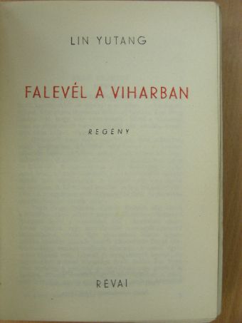 Lin Yutang - Falevél a viharban [antikvár]