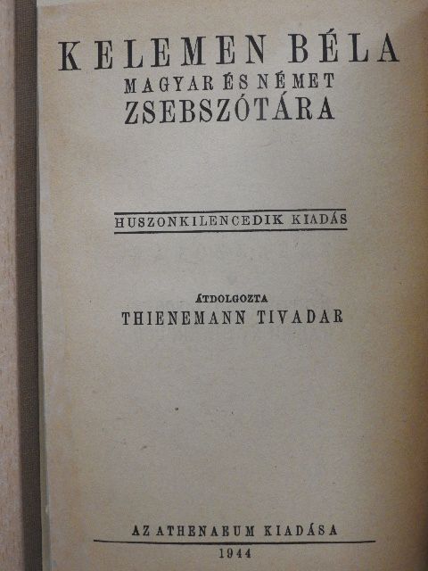 Kelemen Béla magyar és német zsebszótára I-II. [antikvár]