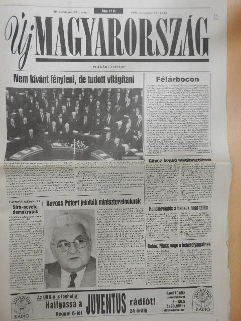 Juhász Erzsébet - Új Magyarország 1993. december 14. [antikvár]