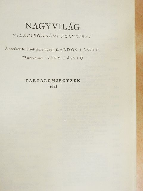 Ádám Péter - Nagyvilág 1974. január-december [antikvár]