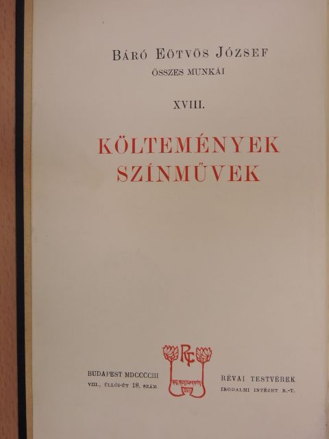 Báró Eötvös József - Költemények/Színművek [antikvár]