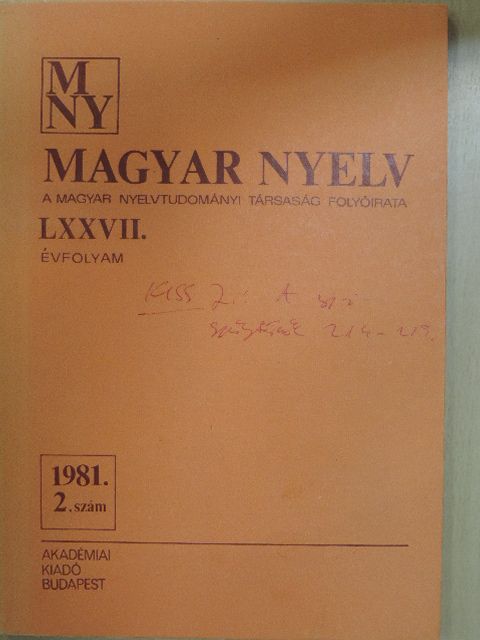 B. Lőrinczy Éva - Magyar Nyelv 1981. június [antikvár]