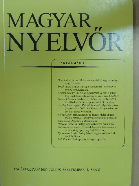 Aczél Petra - Magyar Nyelvőr 2000. július-szeptember [antikvár]