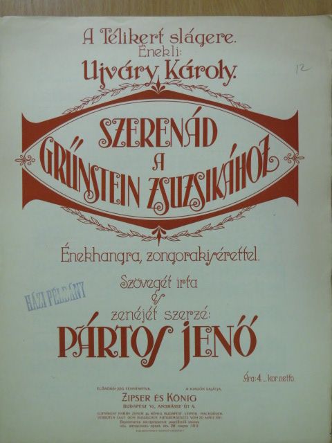 Pártos Jenő - Szerenád a Grűnstein Zsuzsikához [antikvár]