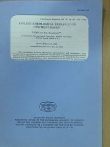 Erős I. - Applied Rheological Research on Ointment Bases [antikvár]