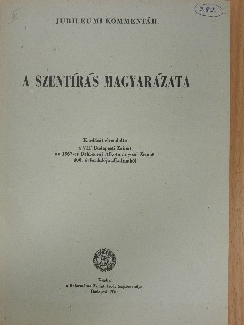 Dr. Békési Andor - A szentírás magyarázata III. (töredék) [antikvár]