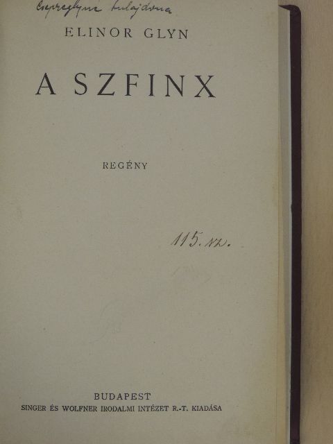 Elinor Glyn - A Szfinx/Marise [antikvár]