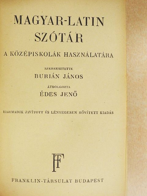 Édes Jenő - Magyar-latin szótár [antikvár]