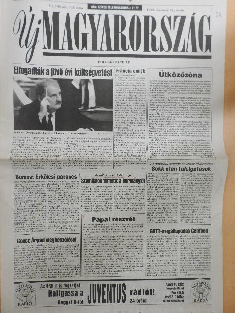 Horpácsi Sándor - Új Magyarország 1993. december 15. [antikvár]