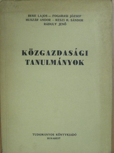 Beke Lajos - Közgazdasági tanulmányok [antikvár]