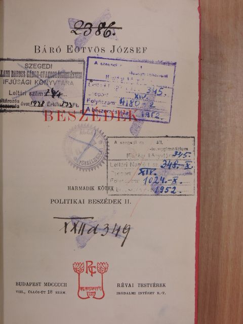 Báró Eötvös József - Beszédek III. [antikvár]