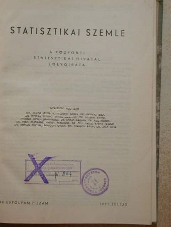 A. Szlavkin - Statisztikai Szemle 1971. (fél évfolyam) [antikvár]