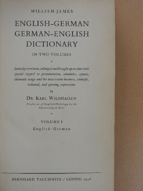 William James - English-German/German-English Dictionary I. [antikvár]