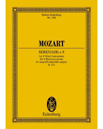 MOZART,W.A - SERENADE ES-DUR KV 375 FÜR 2 HÖR.2 OB.2 KLAR.2 FAG.TASCHENPARTITUR,ANTIKVÁR