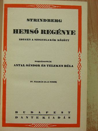 August Strindberg - Hemső regénye [antikvár]
