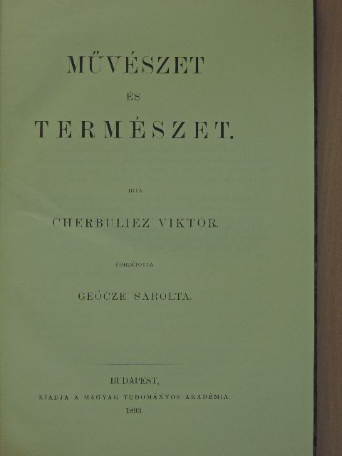 Cherbuliez Viktor - Művészet és természet [antikvár]