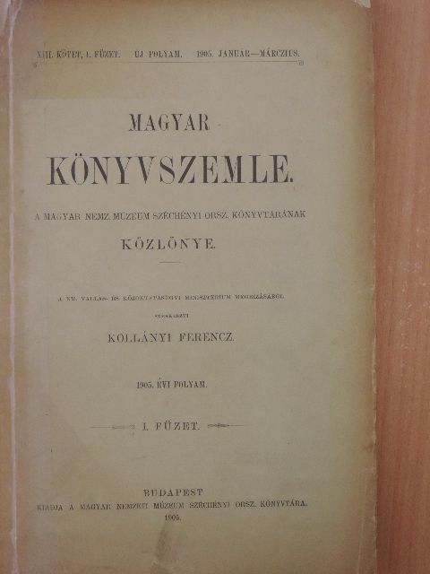 Dr. Veress Endre - Magyar Könyvszemle 1905. január-márczius [antikvár]