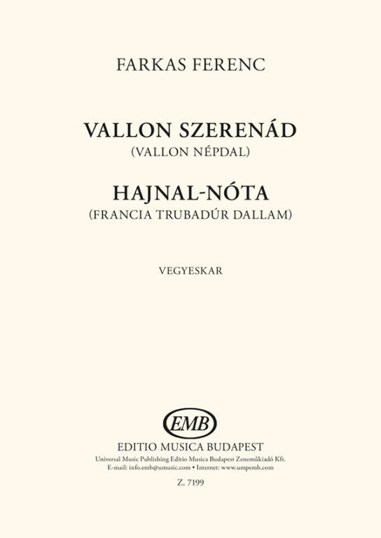 Farkas Ferenc - VALLON SZERENÁD (VALLON NÉPDAL) - HAJNAL-NÓTA (FRANCIA TRUBADÚR DALLAM) VEGYESKARRA