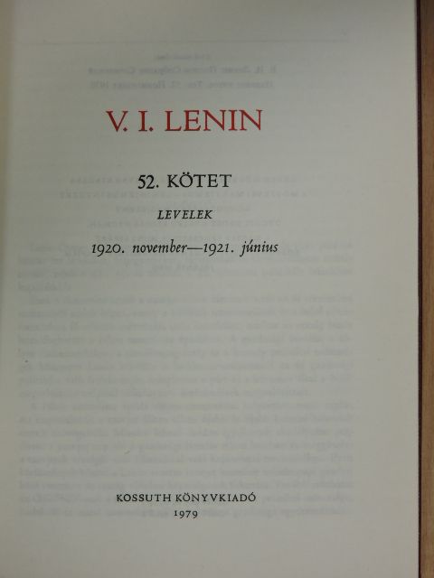 Vlagyimir Iljics Lenin - V. I. Lenin összes művei 52. [antikvár]