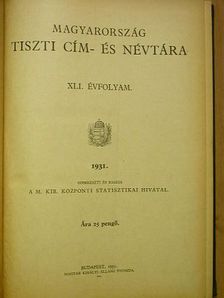 Magyarország tiszti cím- és névtára 1931. [antikvár]