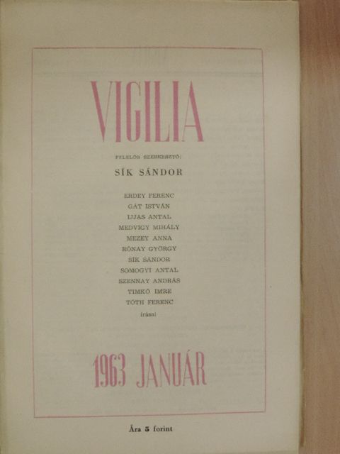 Bittei Lajos - Vigilia 1963. január [antikvár]