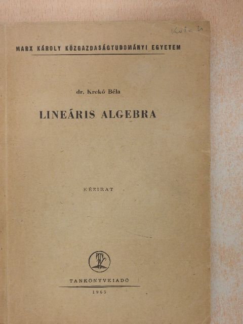 Dr. Krekó Béla - Lineáris algebra [antikvár]