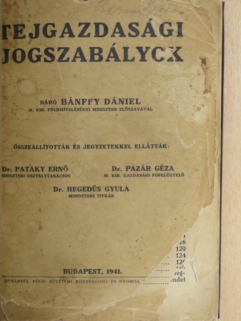 Tejgazdasági jogszabályok [antikvár]