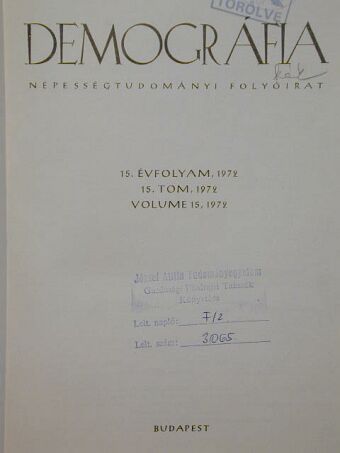Bruno Remiche - Demográfia 1972/1-4. [antikvár]