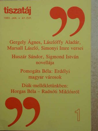 Árpás Károly - Tiszatáj 1993. január [antikvár]