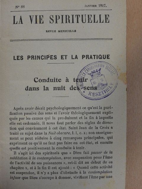A. O. - La Vie Spirituelle 1927. (nem teljes évfolyam) I-III. [antikvár]