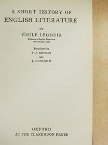 Émile Legouis - A Short History of English Literature [antikvár]