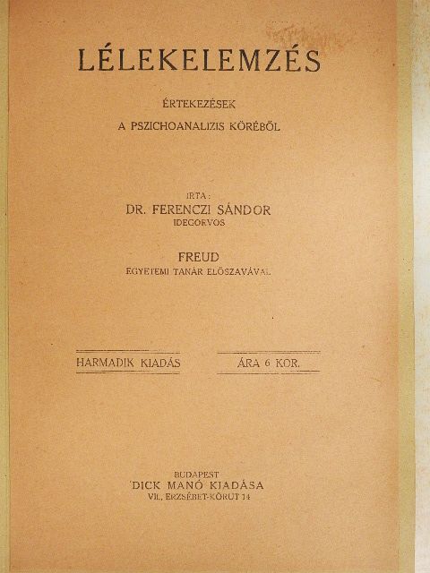 Dr. Ferenczi Sándor - Lélekelemzés [antikvár]