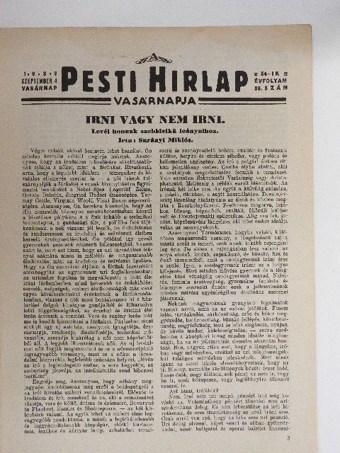 Balassa Imre - A Pesti Hirlap Vasárnapja 1932. szeptember 4. [antikvár]