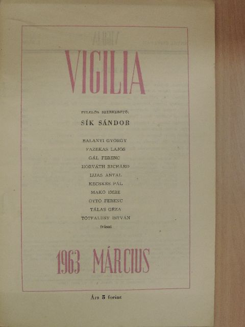 Balanyi György - Vigilia 1963. március [antikvár]