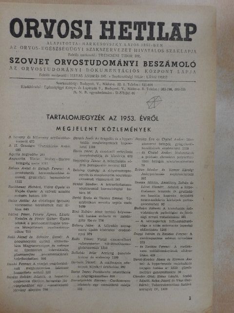 Baráth Jenő - Orvosi Hetilap és Szovjet Orvostudományi Beszámoló 1953. január-december [antikvár]