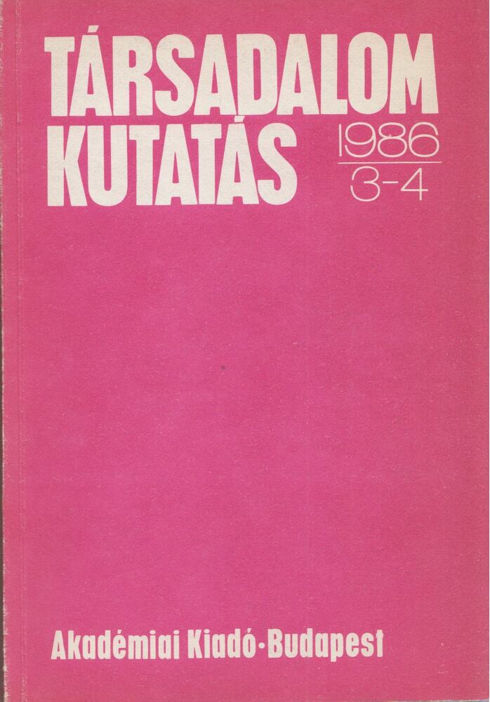Vágvölgyi András - Társadalomkutatás 1986/3-4. [antikvár]