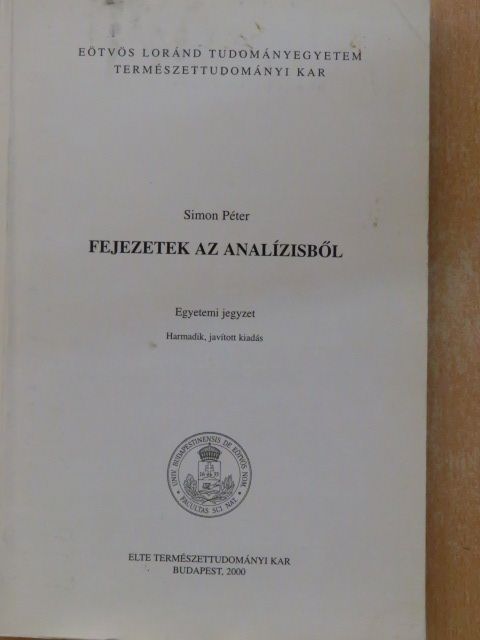 Simon Péter - Fejezetek az analízisből [antikvár]