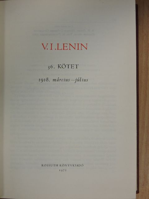 Vlagyimir Iljics Lenin - V. I. Lenin összes művei 36. [antikvár]