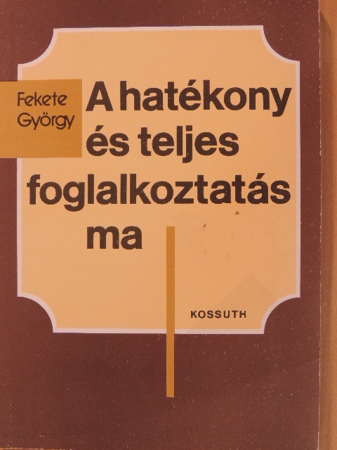 Fekete György - A hatékony és teljes foglalkoztatás ma [antikvár]