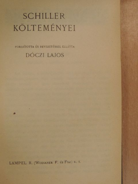 Friedrich Schiller - Schiller költeményei [antikvár]