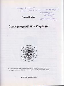 Gubcsi Lajos - Üzenet a végekről II. - Kárpátalja (dedikált) [antikvár]