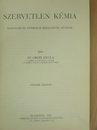 Dr. Gróh Gyula - Szervetlen kémia [antikvár]