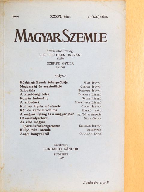 Borsody István - Magyar Szemle 1939. május [antikvár]