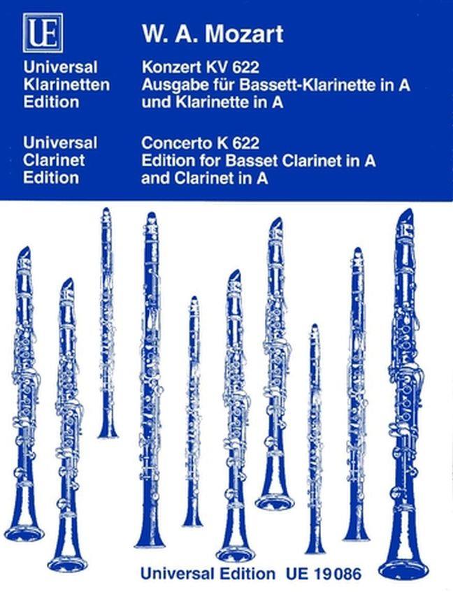 MOZART, W,A, - KONZERT KV 622 AUSGABE FÜR BASSETT-KLARINETTE IN A UND KLARINETTE IN A