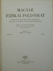 Ádám András - Magyar Fizikai Folyóirat XX. kötet 4. füzet [antikvár]