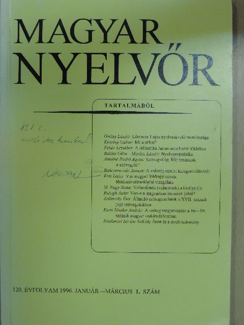 Antalné Szabó Ágnes - Magyar Nyelvőr 1996. január-március [antikvár]