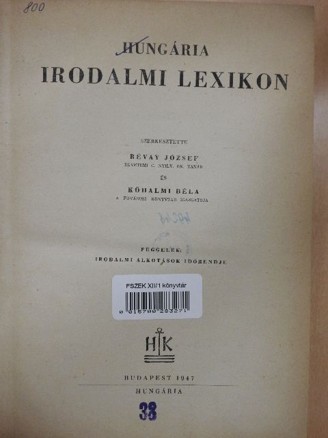 Hungária irodalmi lexikon [antikvár]