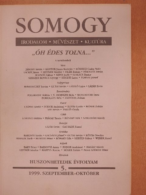 Balázs Tibor - Somogy 1999. szeptember-október [antikvár]