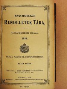 Magyarországi rendeletek tára 1928. VII-XII. [antikvár]