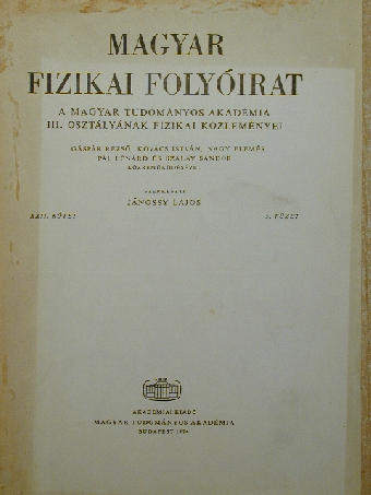 Dénes Ervin - Magyar Fizikai Folyóirat XXII. kötet 5. füzet [antikvár]